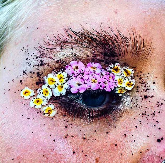 Floral eye makeup