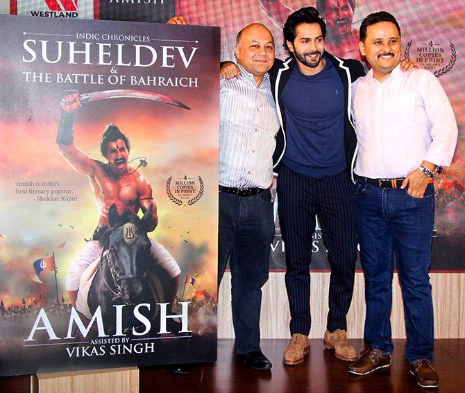 Varun, Amish at the book launch of Suheldev and the Battle of Bahraich