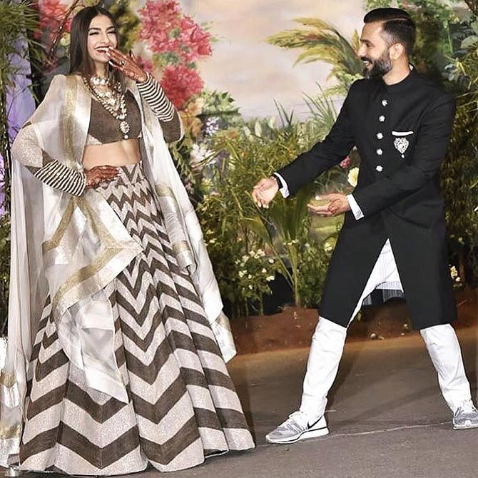 Sonam Kapoor and Anand Ahuja at their wedding reception