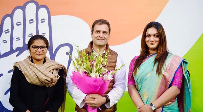 Sushmita Dev, Rahul Gandhi and Apsara Reddy