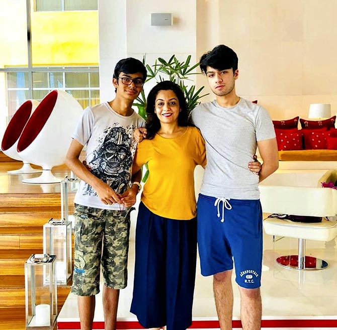 Vandana Sufi Katoch with her sons