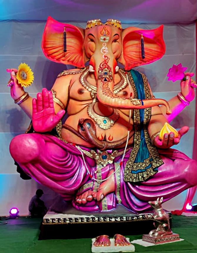 Tejukaya Ganpati is made from paper and clay