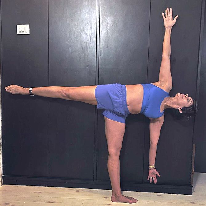 How Mandira Bedi works out at home
