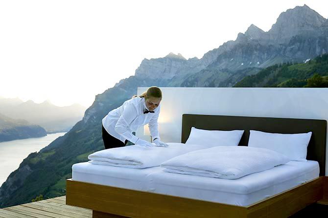 Open air hotel room in Switzerland