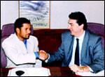 Sachin Tendulkar with M P Bianchi, Fiat managing director 