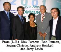 Seema Christie, with Andrew Heiskell (2nd from right) and Jerry Levin (extreme right).