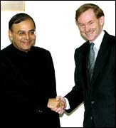 Commerce Minister Arun Jaitley with US Trade Representative Robert Zoellick in New Delhi on Monday. Photo: Emmanuel Dunand / AFP / Getty Images
