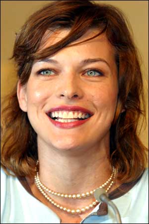 Milla Jovovich at press conference for the promotion of her movie BioHAZARD in Tokyo. Photo: Junko Kimura/Getty Images