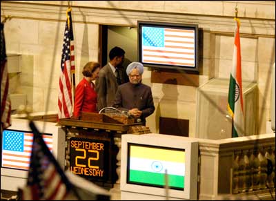 Prime Minister Manmohan Singh at the NYSE. Photo: Paresh Gandhi