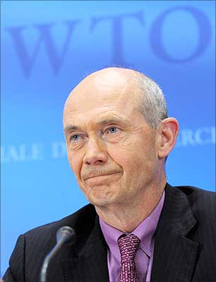 World Trade Organisation Director General Pascal Lamy grimaces during a press conference at the World Trade Organisation headquarters after crucial trade talks collapsed. | Photograph: Fabrice Coffrini/AFP/Getty Images