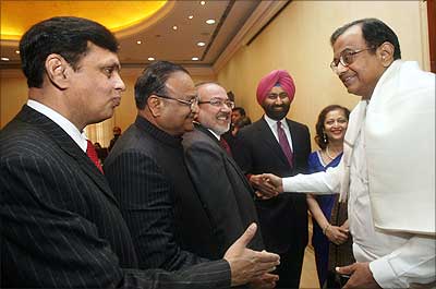 Finance Minister P Chidambaram with Indian corporates