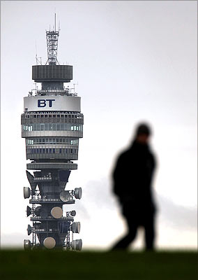 The British Telecom Tower looms over Primrose Hill in London