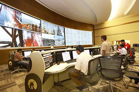 The control room of Reliance Industries' KG-D6 facility located in Andhra Pradesh.