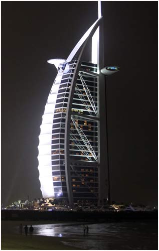 The Burj al Arab hotel of Dubai pictured just before Earth Hour. 