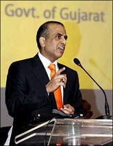  Bharti Airtel chairman Sunil Mittal speaks during the Vibrant Gujarat Global Investors Summit 2009 in Ahmedabad. | Photograph: Amit Dave/Reuters