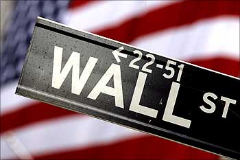 A street sign on Wall Street outside the New York Stock Exchange in New York.