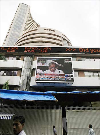 The Bombay Stock Exchange building in Mumbai.