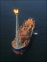 Reliance Industries KG-D6's floating production storage and offloading vessel off the Bay of Bengal. Reliance Industries/Handout/Reuters