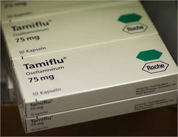 Packets of Tamiflu tablets.