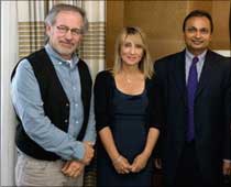 Steven Spielberg, Stacey Snider and Anil Ambani