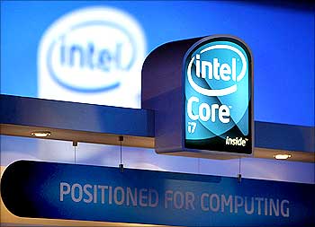 The Intel booth at the annual Consumer Electronics Show (CES) in Las Vegas.