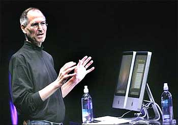 Steve Jobs speaks at Apple's 'Let's Rock' event.