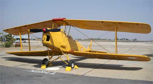 A Tiger Moth vintage aircraft, which a defence spokesman says was used by the Indian Air Force during World War Two, is displayed at Aero India 2009 at Yelahanka Air Force Station. | Photograph: Indian Defence Ministry/Handout/Reuters