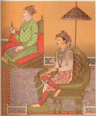 Emperor Akbar with son Jehangir