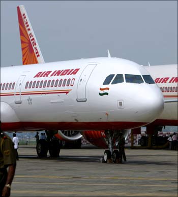 Air India aircraft at the Mumbai airport.