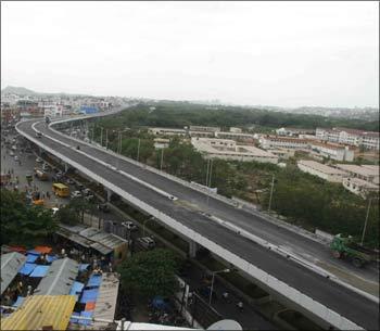 The 11.66-km-long P V Narasimha Rao Elevated Expressway Corridor is the country's longest flyover.  Photograph: Snaps India