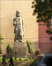 A statue of Yaksha (servant of Kuber  God of wealth) stands guard at RBI.