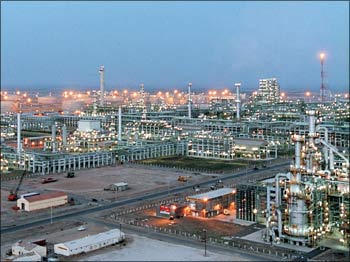 The Reliance Industries Ltd petrochemical plant at Jamnagar.