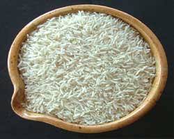 A bowl of basmati rice.