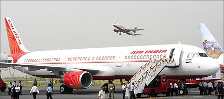 An Air India Airbus A321 sits on the tarmac in New Delhi.