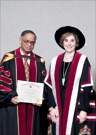 Narayana Murthy with Judith Woodsworth, president and vice chancellor, Concordia University.