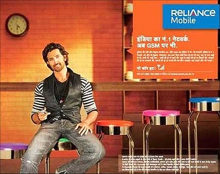 Hrithik Roshan in an advertisement for Reliance Mobile