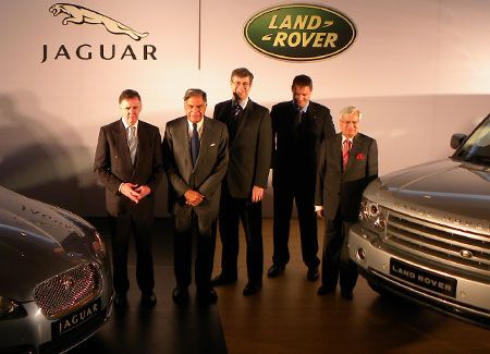 Mike O'Driscoll, MD, Jaguar, Ratan Tata, David Smith, CEO (JLR), Phil Popham, MD, Land Rover, Ravi Kant, Vice Chairman, Tata Motors (From L to R)