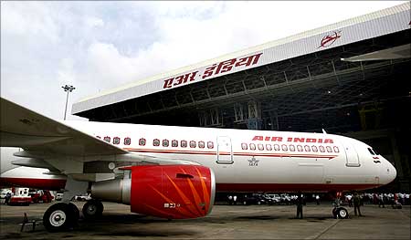 Air India's newly acquired Airbus A321 is on display at the tarmac of Mumbai airport.