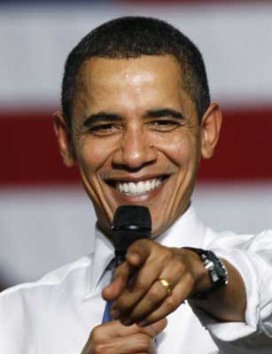 US President Barack Obama speaks at a meeting in Costa Mesa, California. | Photograph: Lucy Nicholson/Reuters