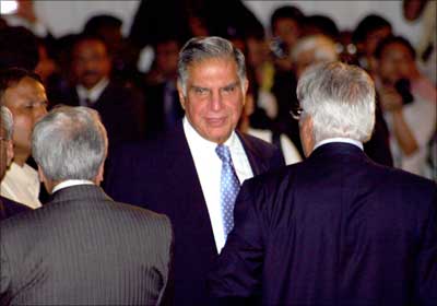 Tata Group chairman Ratan Tata at the launch of the Tata Nano in Mumbai on Monday.