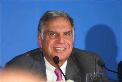 Tata Group chairman Ratan Tata at the launch of the Tata Nano in Mumbai on Monday.