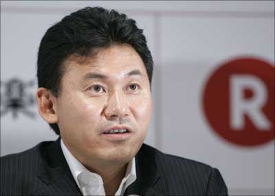 Rakuten Inc CEO Hiroshi Mikitani speaks during a news briefing in Tokyo. | Photograph: Michael Caronna/Reuters