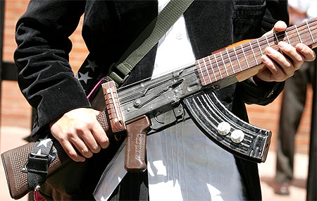 A guitar made from a rifle.