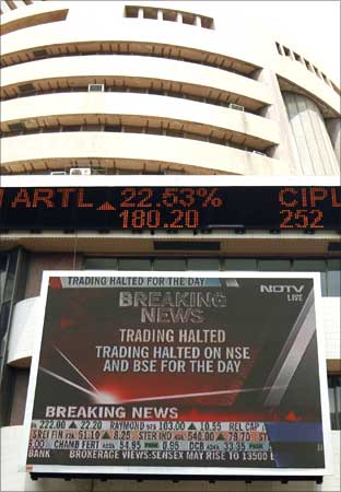 Trading was halted on Monday as the Sensex soared over 2000 points.