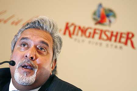 Kingfisher Airlines chairman Vijay Mallya speaks at a press conference.