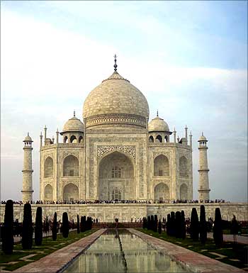 The historic Taj Mahal in Agra, India.