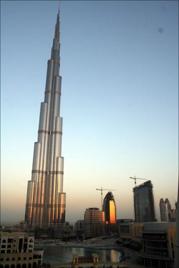 Burj Tower, the world's tallest, in Dubai.