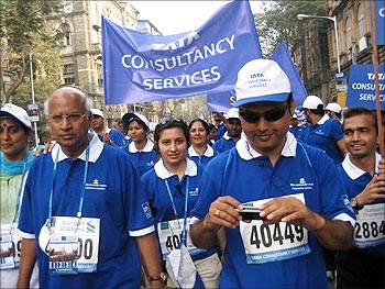 Ramadorai at the Mumbai Marathon.