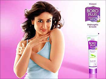 Actress Kareena Kapoor models for a cosmetic brand.