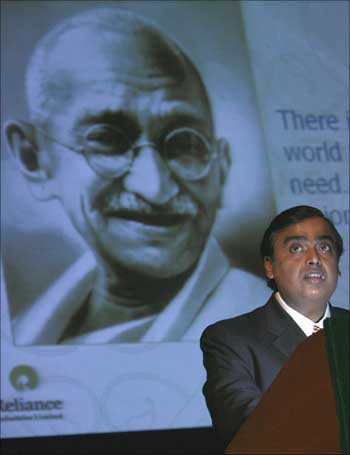 Reliance Industries' chairman Mukesh Ambani speaks during a foundation day lecture of The Energy and Resources Institute in New Delhi on August 21, 2007.